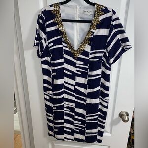 Trina Turk Navy & White Dress Sz 12